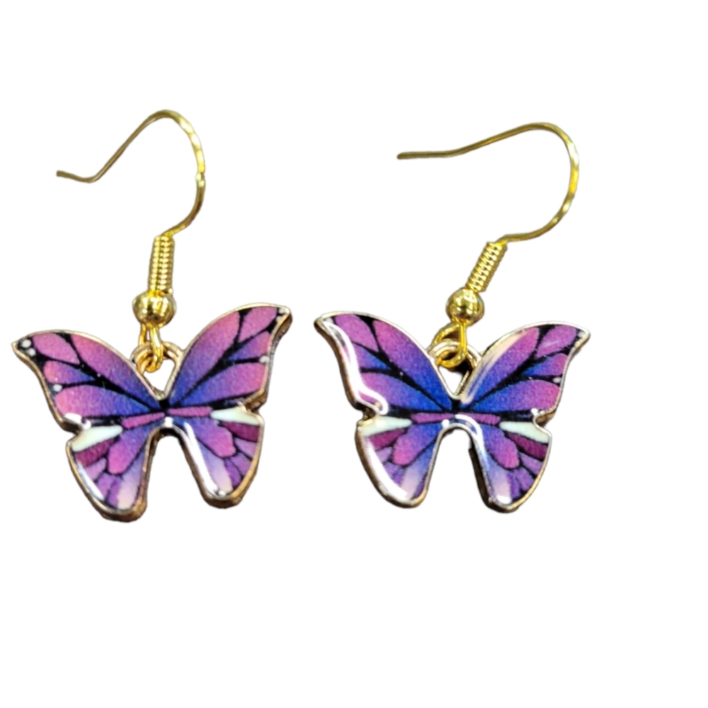 Purple butterfly earrings